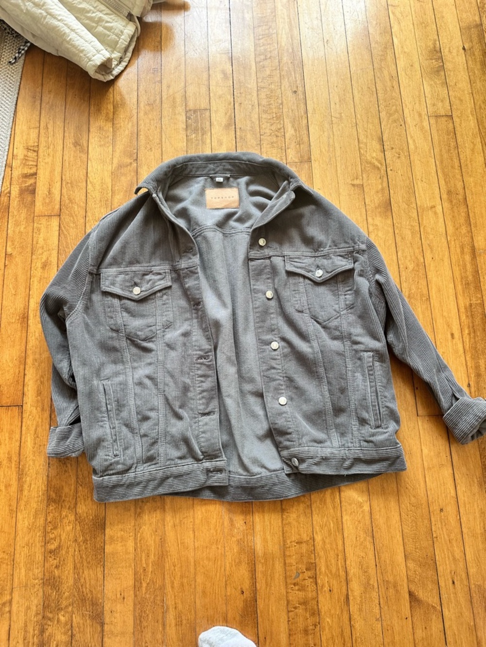 Topshop Oversized Gray Corduroy Jacket
